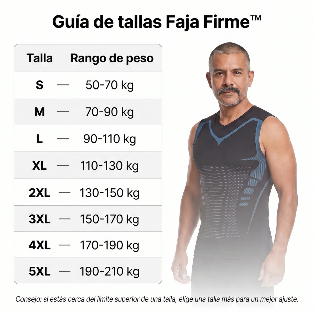 Guía de tallas Faja Firme